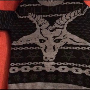 Kill Star Christmas Sweater Knit 666 Mens Size S